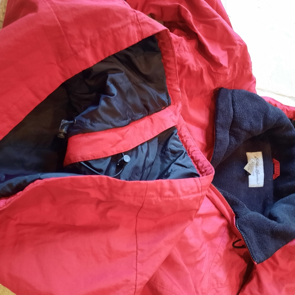 Red nylon Parka woman M Eddie Bauer jacket - Picture 3 of 5